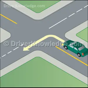 turning left onto a one way road