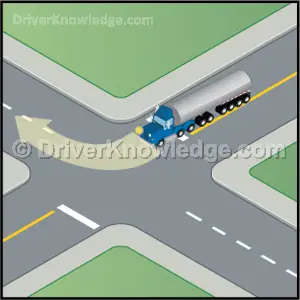 Large trucks turning right 