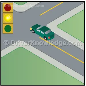 waiting to turn left and the light turns yellow